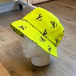 Calvin Klein Bright Neon Yellow Logo Bucket Hat